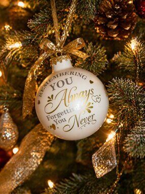 Remembering You Ivory Glass Ornament